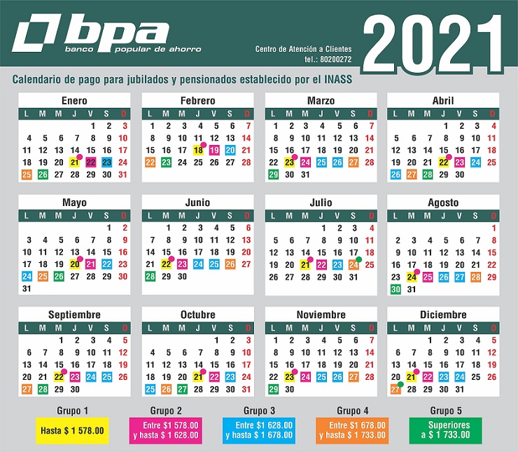 Calendario pago a jubilados BPA